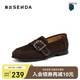 森達樂(lè )福鞋女春秋皮帶扣一腳蹬平跟單鞋ZTH91CA5 啡色 37