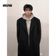 OEMG黑色cleanfit毛呢大衣男中長(cháng)款秋冬季過(guò)膝高級感韓系慵懶風(fēng)衣外套 黑色 XL [建議125-140斤]