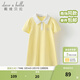 戴維貝拉（DAVE＆BELLA）中大童連衣裙夏裝新款洋氣女童薄款針織裙小女孩POLO裙兒童裙子 月光黃【現貨】 110 cm（建議身高100-110cm）