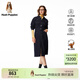 暇步士（Hush Puppies）【懶人系列】女裝秋美式休閑風(fēng)復古時(shí)尚翻領(lǐng)牛仔連衣裙 196深藍 M