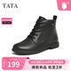 他她（TATA）休閑馬丁靴女平底短靴子冬7BJ48DD4 黑色（絨里） 35