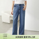 纖莉秀新款大碼女裝梨型身材胖mm寬松直筒遮肉顯瘦牛仔褲0347 牛仔藍+ 2XL