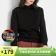 金菊新款高領(lǐng)毛衣時(shí)尚秋冬保暖打底美麗諾100%綿羊毛女士純羊毛衫 半高領(lǐng)黑色 L