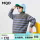 馬騎頓（MQD）男童25冬新款街潮學(xué)院風(fēng)條紋拼接半開(kāi)襟毛衣針織衫