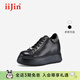 iiJin艾今【明星同款】9cm超輕厚底內增高燙鉆休閑小白鞋254AJWE 黑色 36