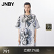 JNBY/江南布衣25夏新品連衣裙小花仙客來(lái)印花中袖圓領(lǐng)A型5P4G15430 067/灰色系 S