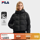FILA 楊冪同款90鵝絨|斐樂(lè )官方女裝羽絨服2025冬季新款保暖連帽外套 正黑色-BK L 170/88A/L