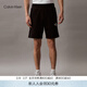 Calvin KleinJeans夏季男士經(jīng)典ck字母疊印松緊腰純棉休閑運動(dòng)直筒針織短褲 BEH-太空黑 S