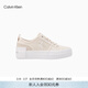 Calvin KleinJeans女士潮流復古簡(jiǎn)約字母印花ck厚底運動(dòng)鞋休閑鞋帆布鞋禮物 0GI-米白色 37