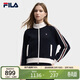 FILA 斐樂(lè )官方女士針織長(cháng)袖外套2025冬休閑寬松拼色立領(lǐng)上衣
