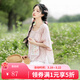 清水溪漢初玫瑰布偶 清水溪漢初日常通勤改良漢服女短袖松緊下裙漢服掛件夏 藕粉色上衣 預售 M