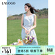 LAGOGO波嬉風(fēng)淺藍色無(wú)袖連衣裙女拉谷谷2025夏新款度假出游裙子 淺藍色 M