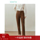 茵曼（INMAN）【商場(chǎng)同款】通勤鉛筆褲春秋季女裝新款收腰顯瘦百搭長(cháng)褲 咖啡色 28