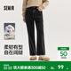 森馬（Semir）森柔牛仔|牛仔褲女港風(fēng)舒適闊腿褲顯瘦秋季女生純棉長(cháng)褲百搭 牛仔水洗黑98201 M