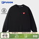 FILA FUSION斐樂(lè )潮牌情侶款套頭衛衣2025秋休閑寬松針織上衣
