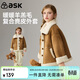ASK JUNIOR兒童外套25冬季中大童翻領(lǐng)抓絨衣女童仿羊羔毛厚實(shí)保暖上衣 棕色