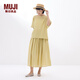 MUJI女式 強捻短袖罩衫t恤上衣女款內搭女裝25年夏季純棉BCE92C5S 黃色 M （160/84A）