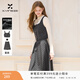 香影法式灰色波點(diǎn)套裝女2025冬裝新款含羊毛吊帶半身裙毛呢兩件套 中灰 S