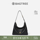 BAGTREE【明星同款】包包樹(shù)圖南包頭層植鞣牛皮hobo單肩通勤斜挎腋下包女 黑色-中號 小眾輕奢女包