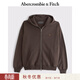 Abercrombie & Fitch經(jīng)典小麋鹿圖案美式抓絨經(jīng)典廓形衛衣外套25秋冬男裝122-5540 深棕色 M (180/100A) 尺碼偏大，建議小一碼