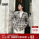 森馬（Semir）長(cháng)袖襯衫女春季中長(cháng)款oversize翻領(lǐng)落肩格紋女生襯衣101125105007