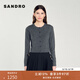 SANDRO秋冬女裝法式簡(jiǎn)約溫柔風(fēng)灰色羅紋圓領(lǐng)上衣針織開(kāi)衫 240/深灰色 S (1)