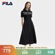 FILA 斐樂(lè )官方女裝連衣裙女子2025夏新款潮流休閑修身短袖連身裙 正黑色-BK L 170/88A/L