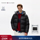 Tommy Hilfiger【防潑水】秋冬男戶(hù)外休閑可拆卸帽90鵝絨雙拉鏈羽絨服外套 黑色BDS L （推薦：150-165斤）