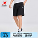 特步短褲男五分褲夏裝新款運動(dòng)褲透氣速干褲跑步健身男褲子 正黑色-0170（吸濕速干-五分褲）-男 L