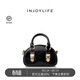 INJOYLIFE鎖扣饅頭包黑金千金風(fēng)高級感復古單肩斜挎包小手提包貝殼包 黑色