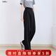 betu女裝夏季新款休閑闊腿褲垂順高腰百搭西裝褲褲子2507T43 黑色 M
