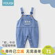 優(yōu)奇嬰兒衣服春秋款連體衣早秋牛仔背帶褲哈衣寶寶秋裝新款秋季外出服 花朵朵 80