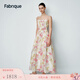 Fabrique桑蠶絲亞麻彈力抹胸吊帶連衣裙夏季 花色 L