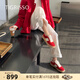 蹀愫【糖果德訓】張婧儀美洋新款厚底增高戶(hù)外紅色德訓鞋休閑運動(dòng)板鞋 吉兆紅 38