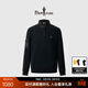 比音勒芬【肌理感】春秋季男士上衣休閑戶(hù)外通勤復古舒適立領(lǐng)長(cháng)袖T恤男 07黑 M