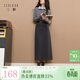 三彩2025冬季新款通勤半身裙直筒裙開(kāi)叉長(cháng)裙簡(jiǎn)約Z 深邃灰 S