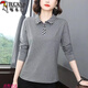 啄木鳥(niǎo)純棉長(cháng)袖T恤女2026春秋季新款寬松大碼中老年媽媽POLO翻領(lǐng) 灰色一3919 2XL （120-130斤）
