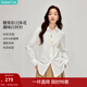茵曼（INMAN）彩色紐扣刺繡純棉府綢襯衫2026春季女裝新款百搭通勤長(cháng)袖襯衣 白色 XL