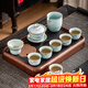 瓷牌茗茶具官窯水墨觀(guān)山茶具整套高檔陶瓷功夫泡茶器套裝開(kāi)片可養茶壺蓋碗 官窯水墨觀(guān)山蓋碗六杯10件+茶盤(pán)