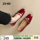 ZHR單鞋女溫柔風(fēng)粗跟瑪麗珍鞋女甜美一字扣淺口女鞋 BL220 酒紅 39