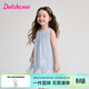 笛莎（DEESHA）官方童裝女童裙子夏季新款女孩寶寶幼兒童洋氣甜美棉布無(wú)袖連衣裙 粉藍色 120