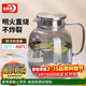 青蘋(píng)果硼硅耐熱玻璃冷水壺涼水壺玻璃扎啤壺煙灰色1.8L