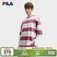 FILA斐樂(lè )官方情侶款針織短袖衫夏季休閑寬松條紋純棉T恤