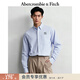 Abercrombie & Fitch美式通勤高級感府綢舒適條紋長(cháng)袖襯衫25秋冬男裝125-5223 淺藍色 S (175/92A)