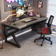 尚澤曼巖板電腦桌臺式家用游戲桌子輕奢現代辦公桌書(shū)桌網(wǎng)紅電競桌椅套裝 阿瑪尼灰+黑架單桌【雙層桌面+USB孔】 80x60x75cm