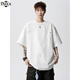 杜小閑美式鉚釘裁剪重磅短袖t恤男士新款夏季高街白色設計感半袖體恤衫 白色 XL 身高175-180cm體重140-155斤