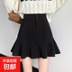 A字裙短裙2026年新款魚(yú)尾裙半身裙女春夏高腰包臀裙冬裙裙子半裙 黑色有內襯 XL