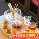 瓷牌茗 玻璃茶具套裝耐熱透明功夫茶杯家用泡花茶壺帶過(guò)濾內膽加厚耐熱紅茶泡茶器 龍鱗(泡茶壺)套+茶道+茶洗 10件