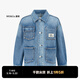 little MO&Co.童裝秋裝新款男女童純棉長(cháng)袖牛仔外套多口袋夾克 牛仔藍色 150 150/72