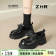 ZHR厚底樂(lè )福鞋女2026新款jk小皮鞋蝴蝶結小個(gè)子增高單鞋KN266黑色37